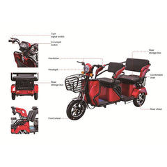 Megawheels 800 watts Big Size Mobility 3 Wheel Electric Scooter 48v By Gulf Buggy