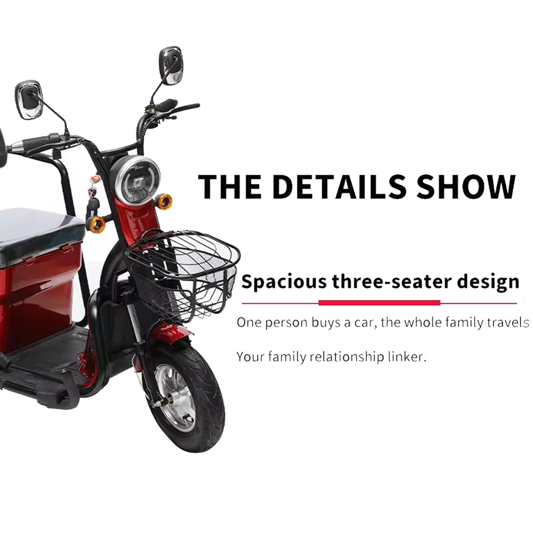 Megawheels Electric Cab Tricycle Scooter for 3 passengers with Sunroof 48 V at Gulf Buggy