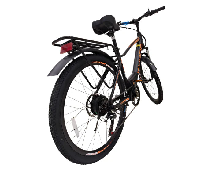 Black electric bicycle with fat Tyer