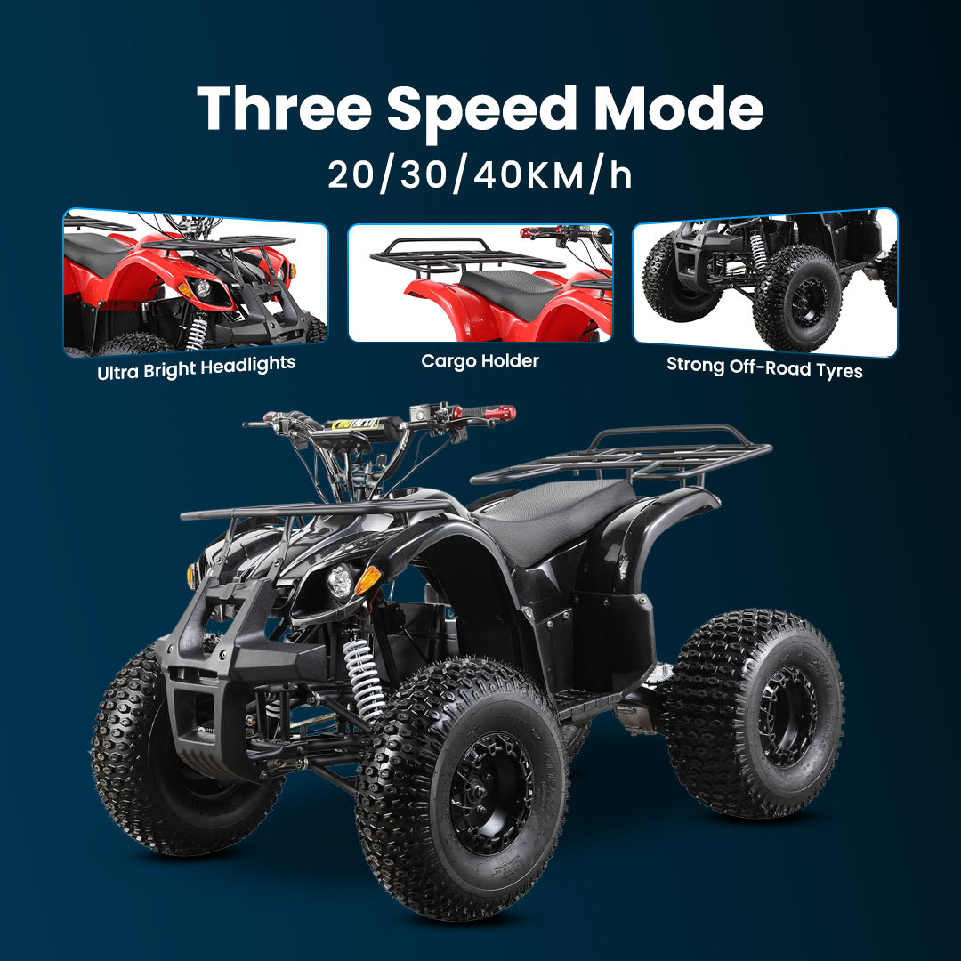 Megawheels Ghost Rider Electric ATV Quad Bike 60 V Electric Quad Bike for teens, 500W Motor with 3-Speed Adjustment, and high range