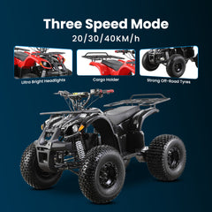 Megawheels Ghost Rider Electric ATV Quad Bike 60 V Electric Quad Bike for teens, 500W Motor with 3-Speed Adjustment, and high range
