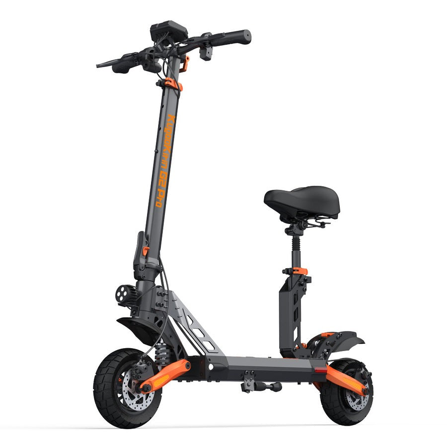 Gray electric scooter with a seat