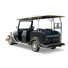 Black and gold vintage-style golf cart