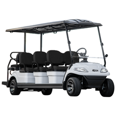 White Keon golf cart with black seats