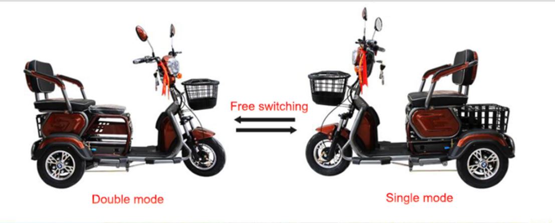Electric Folding Mobility Scooter Carrier, Cargo Scooter Tricycle For 3 Passengers 600 watts
