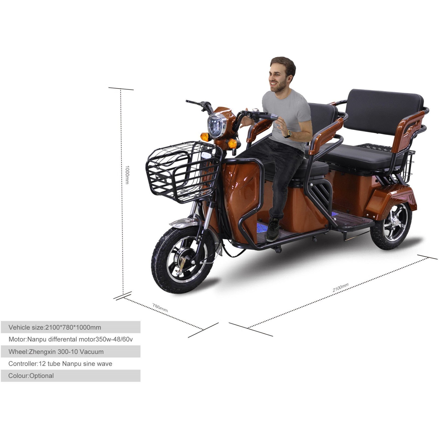 Megawheels 800 watts Big Size Mobility 3 Wheel Electric Scooter 48v By Gulf Buggy