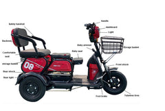Electric Folding Mobility Scooter Carrier, Cargo Scooter Tricycle For 3 Passengers 600 watts