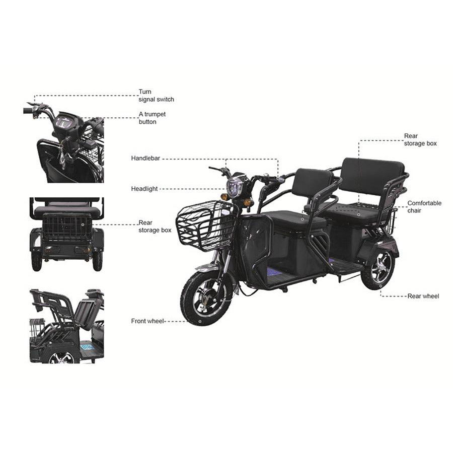 Megawheels 800 watts Big Size Mobility 3 Wheel Electric Scooter 48v By Gulf Buggy