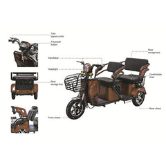 Megawheels 800 watts Big Size Mobility 3 Wheel Electric Scooter 48v By Gulf Buggy