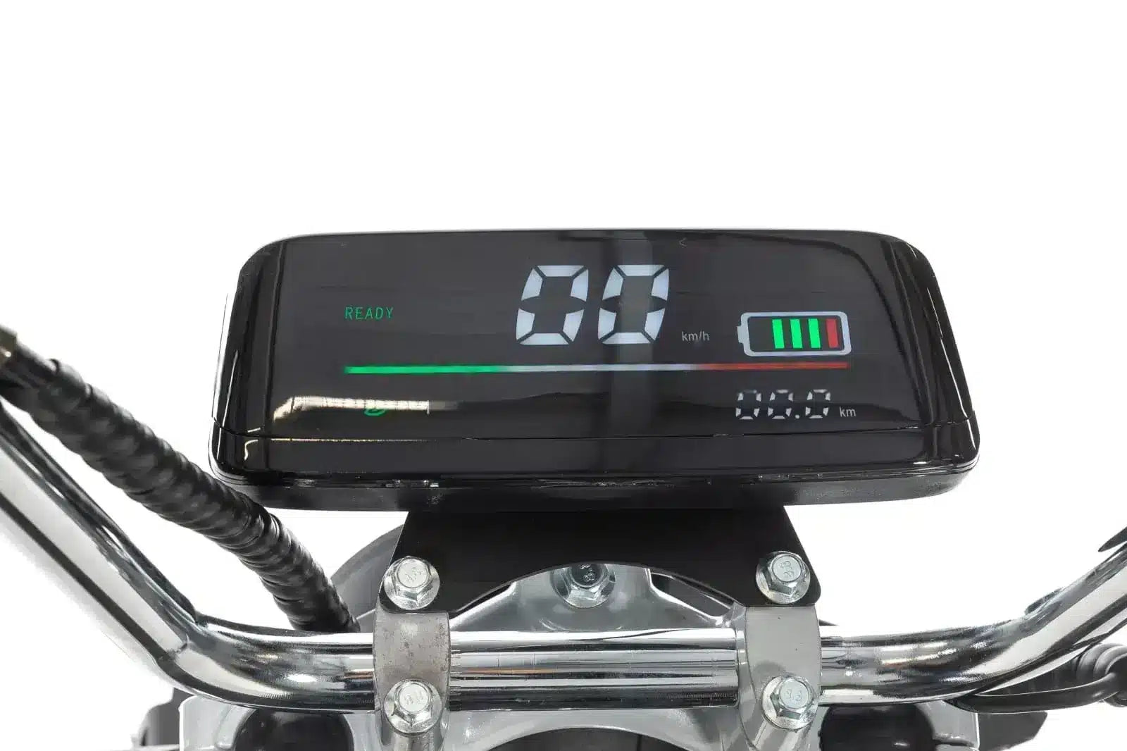 Digital display on a motorcycle handlebar