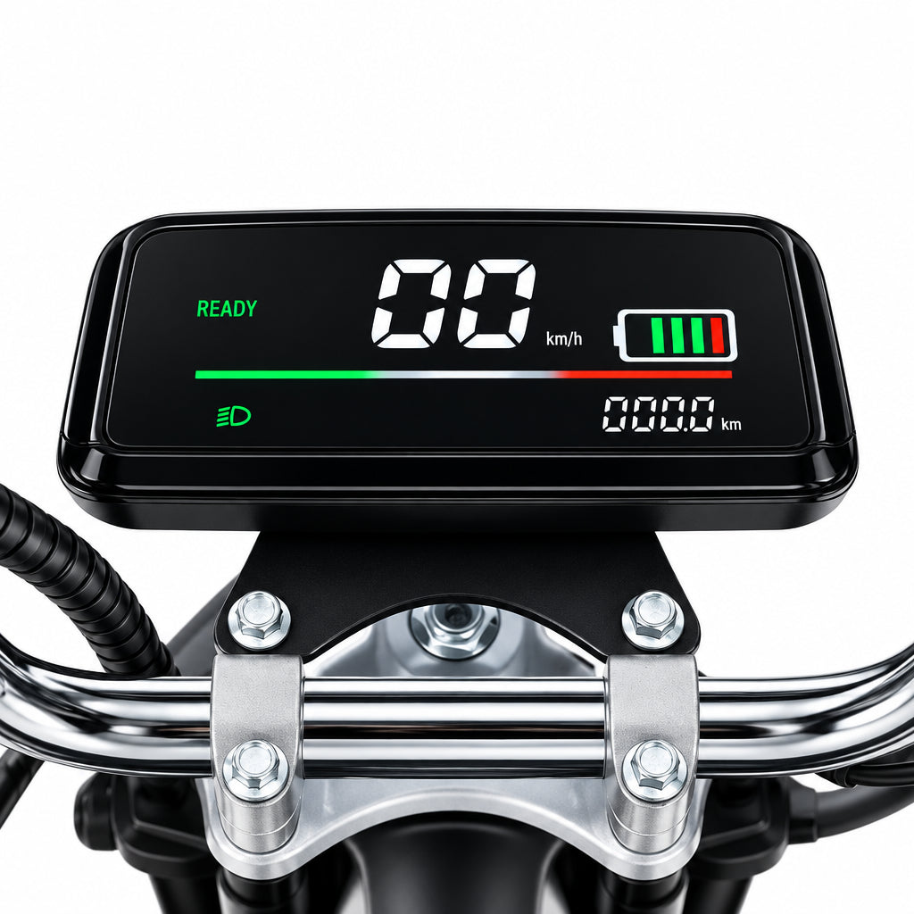 Digital display on a motorcycle handlebar