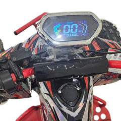 Close-up of a ATV's digital dashboard with handlebar design