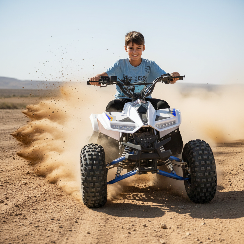 Megawheels 80 cc Atv Quad Bike 4 wheels for 5-10 yr old- blue