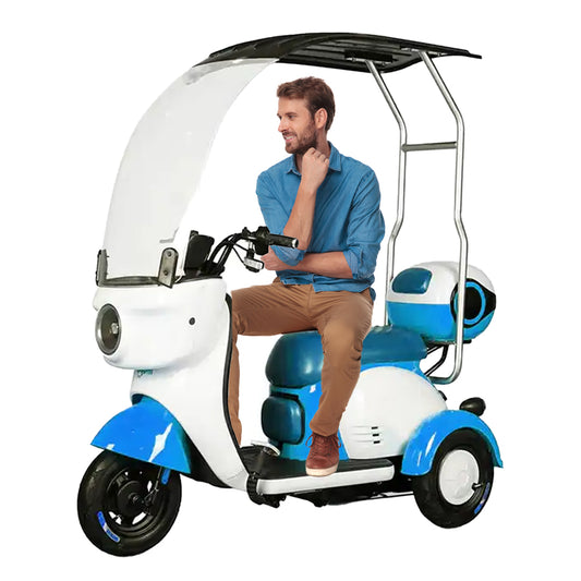 Megawheels Vesta Cruise Trio Family Tricycle 48 v Electric Scooter with Rooftop By Gulf Buggy