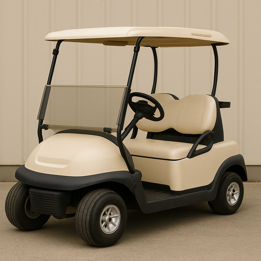Beige golf cart with black accents