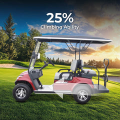 Golf cart on a golf course with 25% Climbing