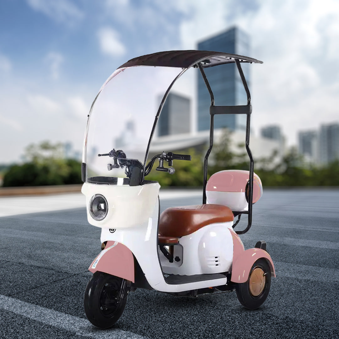 Megawheels Vesta Cruise Trio Family Tricycle 48 v Electric Scooter with Rooftop By Gulf Buggy