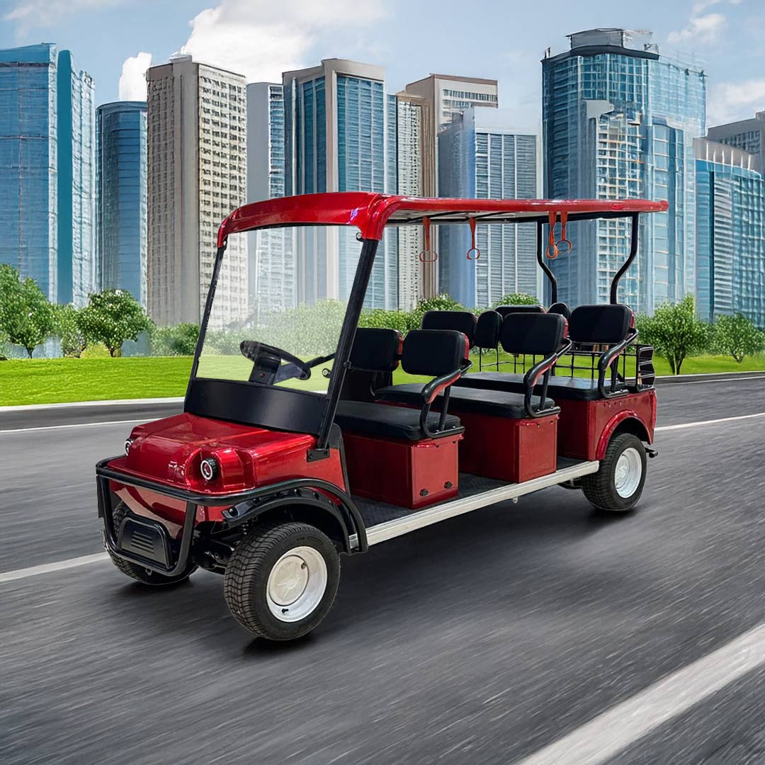 Red electric golf cart