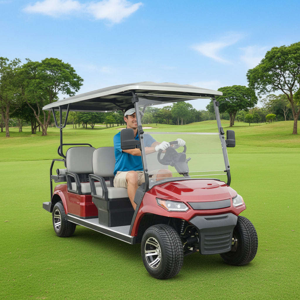 Megawheels LVT Electric Golf Carts 4+2 Seater-Red