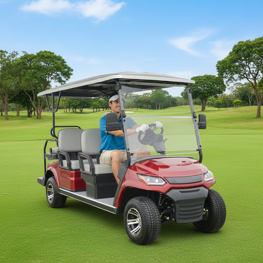 Megawheels LVT Electric Golf Carts 4+2 Seater-Red