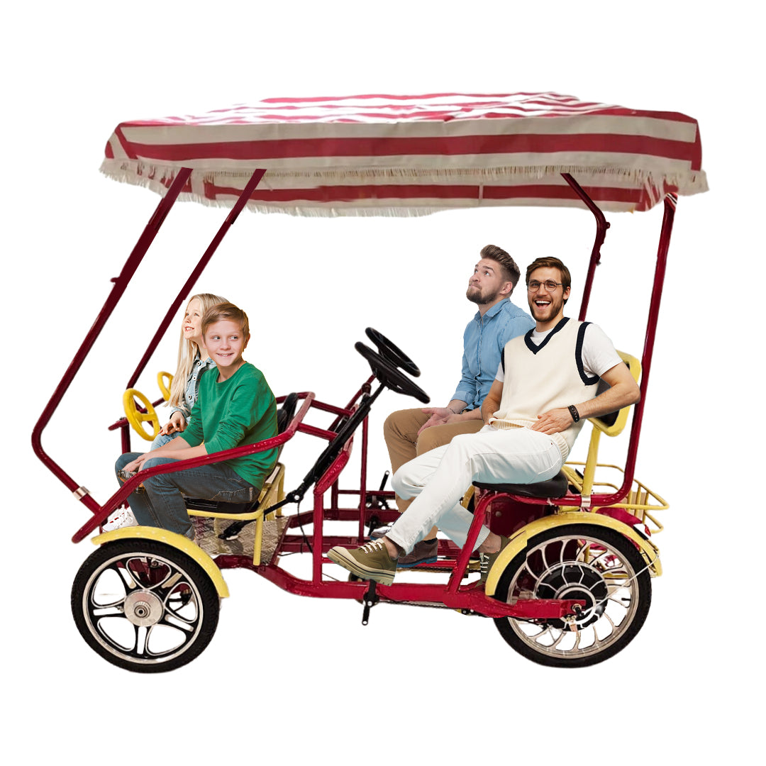 Megawheels Electric Surrey Quadracycle With Canopy Four Persons 48v By Gulf Buggy