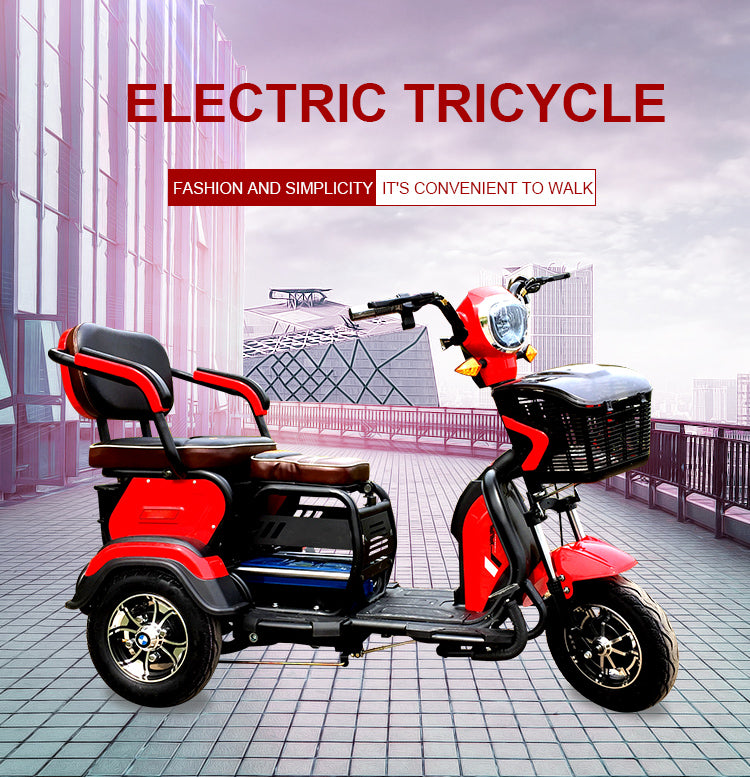 Electric Folding Mobility Scooter Carrier, Cargo Scooter Tricycle For 3 Passengers 600 watts