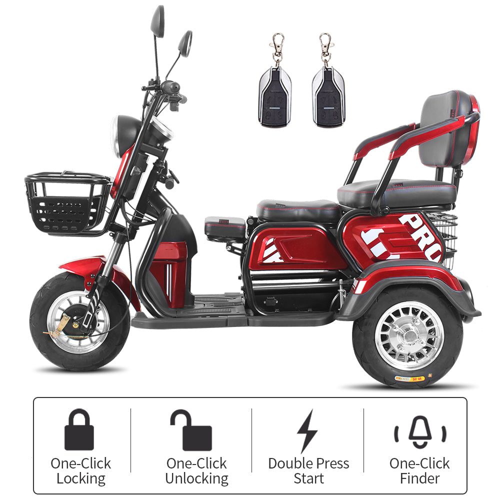Electric Folding Mobility Scooter Carrier, Cargo Scooter Tricycle For 3 Passengers 600 watts