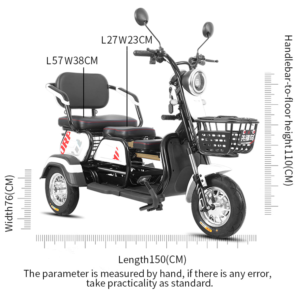 Electric Folding Mobility Scooter Carrier, Cargo Scooter Tricycle For 3 Passengers 600 watts