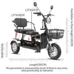 Electric Folding Mobility Scooter Carrier, Cargo Scooter Tricycle For 3 Passengers 600 watts