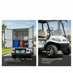 Keon Premium 2 Seater Electric Housekeeping Buggy Car with large cargo box