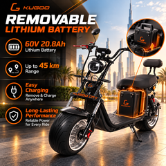 Kugoo Electric Fat Tyre Harley Scooter 3000 W Motor Power E Bike battery