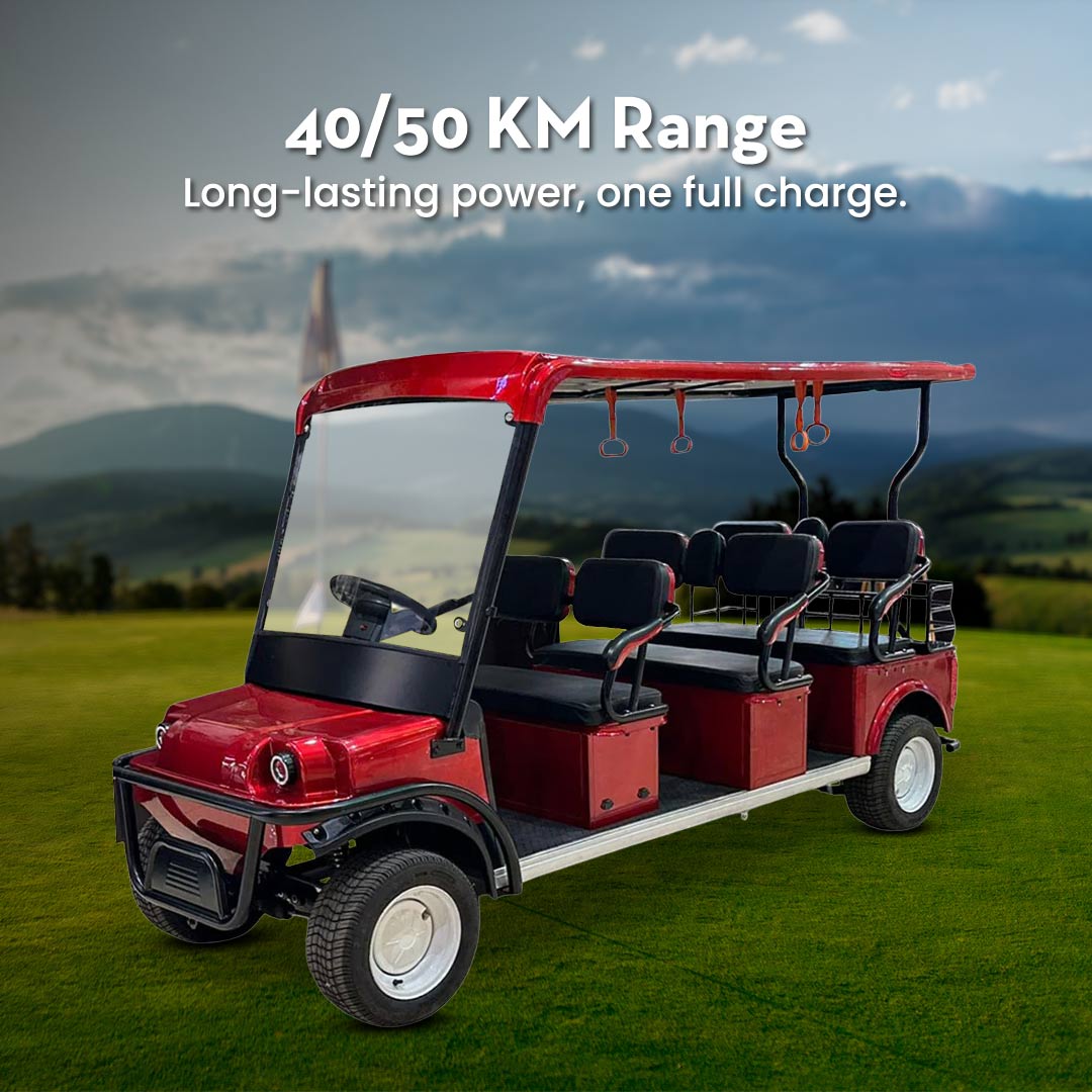Red electric golf cart