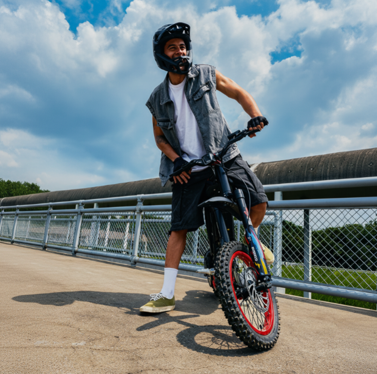 Viper S Electric Dirt Bike High Performance 3500 W a man on it