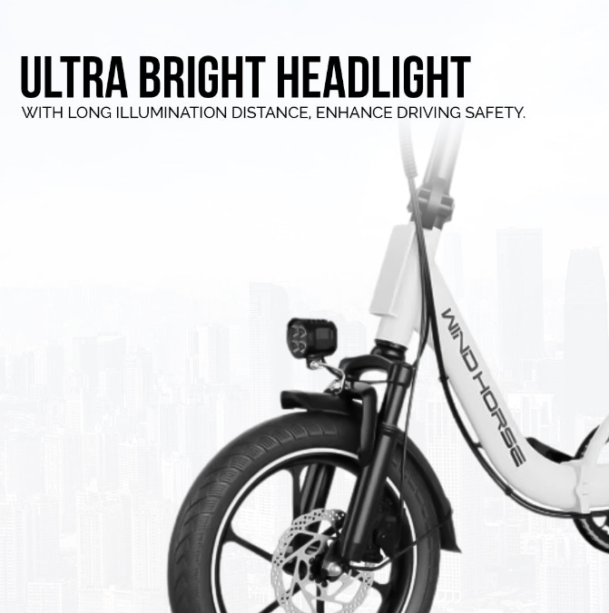 WindHorse W2 Carbon Alloy Foldable Ebike 48 V white head light