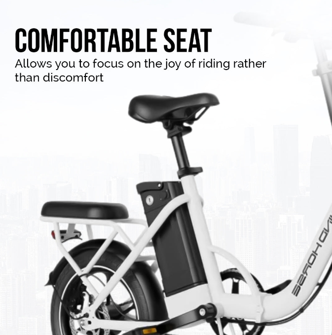 WindHorse W2 Carbon Alloy Foldable Ebike 48 V white comfortable seat