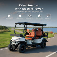 Megawheels Green Rider Lifted Premium Electric Golf Cart 4+2 Seater and Lithium Battery By Gulf Buggy