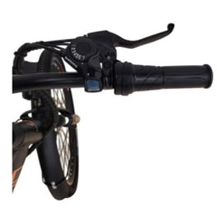 Close-up of bicycle handlebar with brake lever and gear shifter