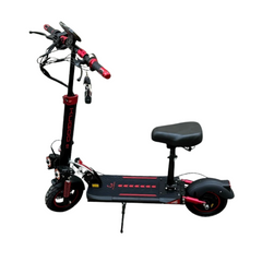Black and red electric scooter with a seat