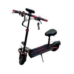 Black electric scooter with red accents