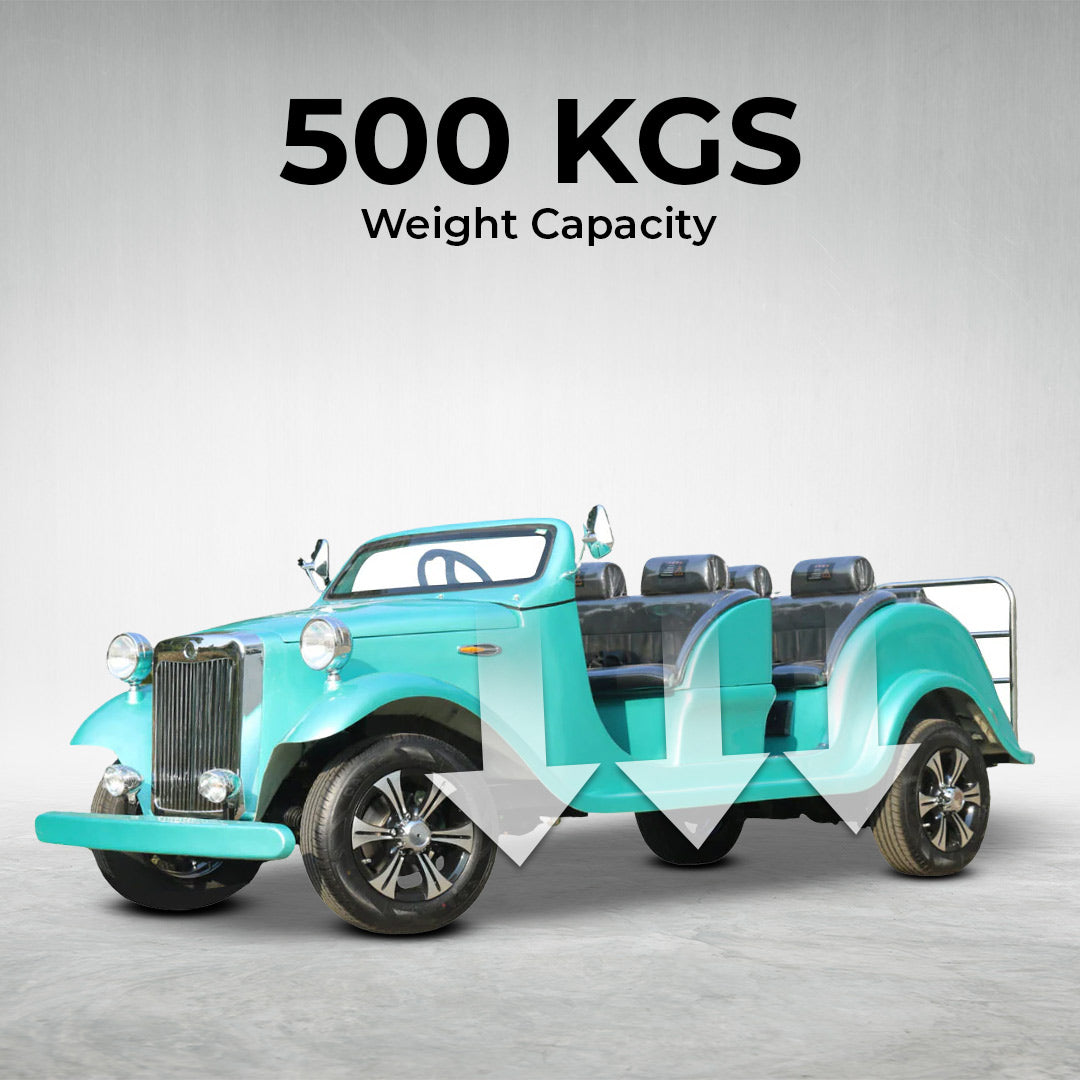 Turquoise vintage-style vehicle