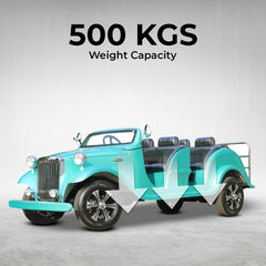 Turquoise vintage-style vehicle