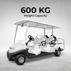 White golf cart with Weight Capacity