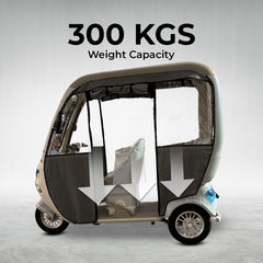 Trishelter 3 Passenger Tricycle With Roof and Side Protective Cover 48 V at Gulf Buggy UAE