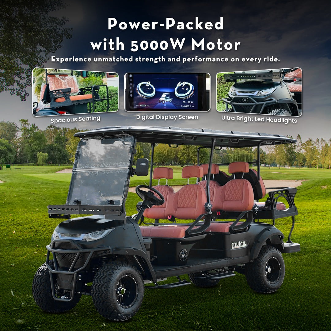 Electric Golf Cart Premium Mat Black Lifted 4 + 2 Off Road Street and Lithium Battery With Warranty