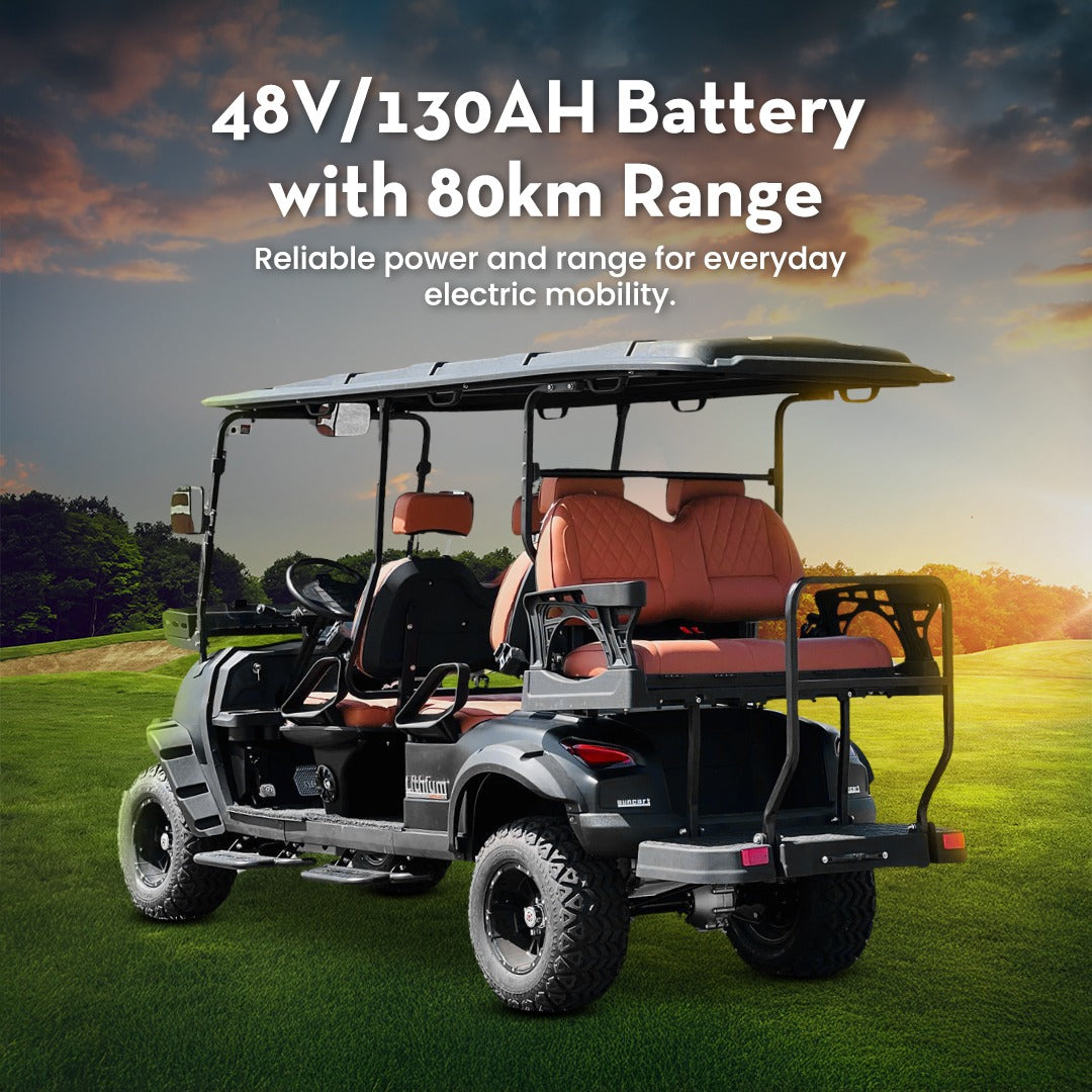 Electric Golf Cart Premium Mat Black Lifted 4 + 2 Off Road Street and Lithium Battery With Warranty