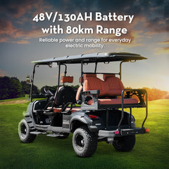 Electric Golf Cart Premium Mat Black Lifted 4 + 2 Off Road Street and Lithium Battery With Warranty