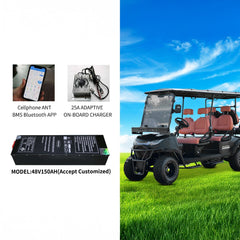 Electric Golf Cart Premium Mat Black Lifted 4 + 2 Off Road Street and Lithium Battery With Warranty