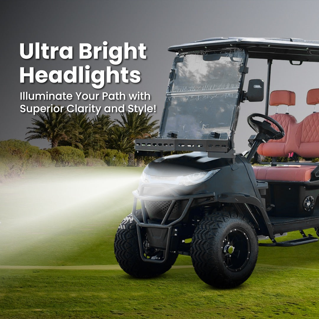 Electric Golf Cart Premium Mat Black Lifted 4 + 2 Off Road Street and Lithium Battery With Warranty