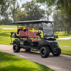 Electric Golf Cart Premium Mat Black Lifted 4 + 2 Off Road Street and Lithium Battery With Warranty