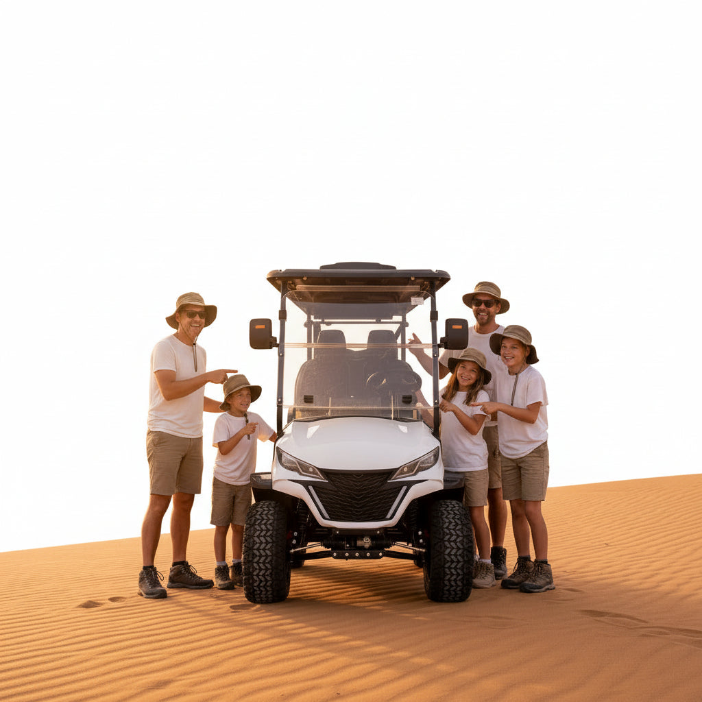 Megawheel VLR Electric Golf Cart 4+2 Seater Lithium Battery Off-Road Radial Tyres With Warranty